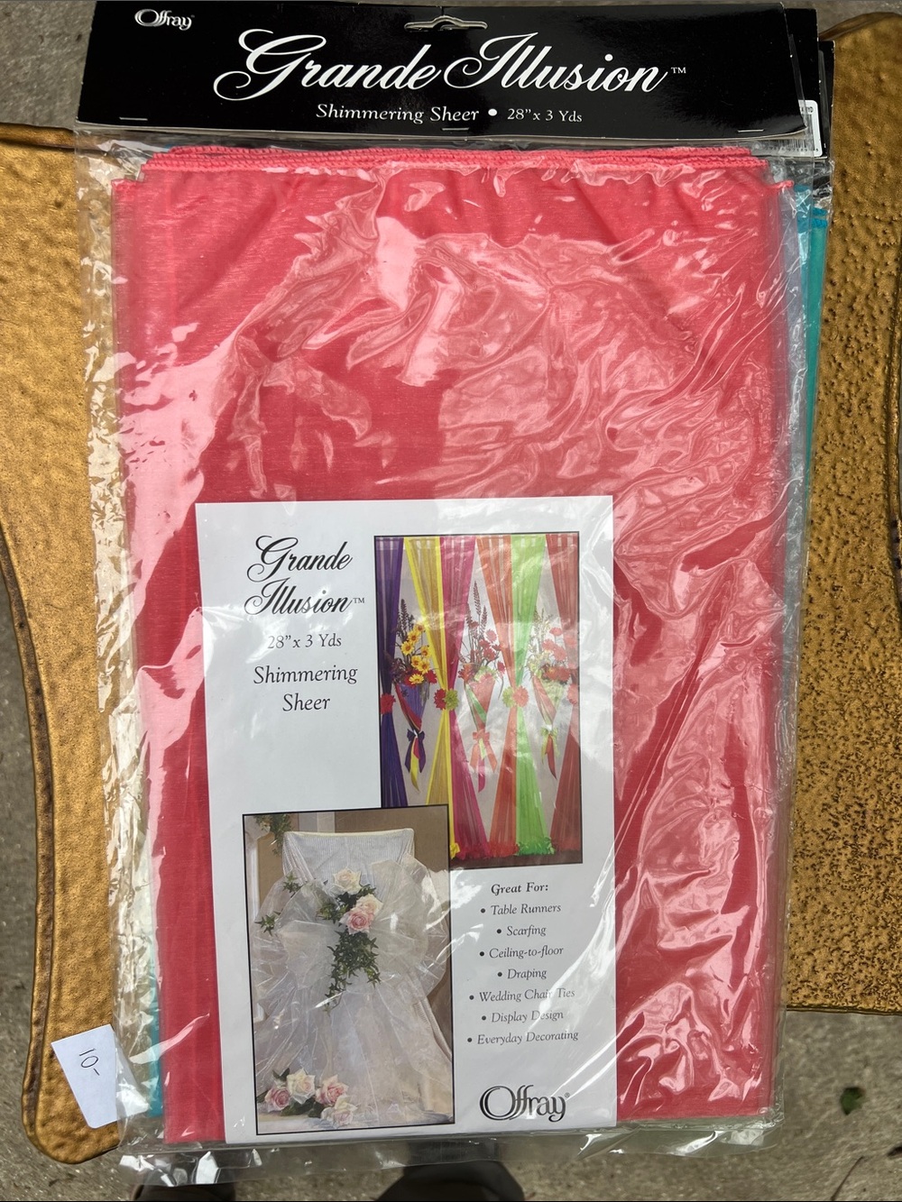 Grande Illusion Shimmering Sheer Fabric - Coral Pink, lime and blue